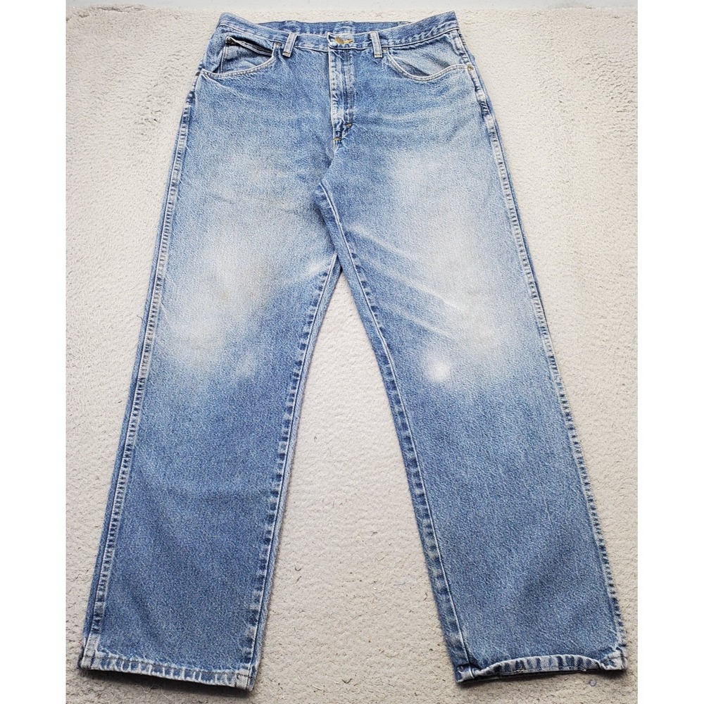 Red Kap Straight Leg Jeans Men Size 35x32 Blue Denim Medium Wash Faded Low Waist